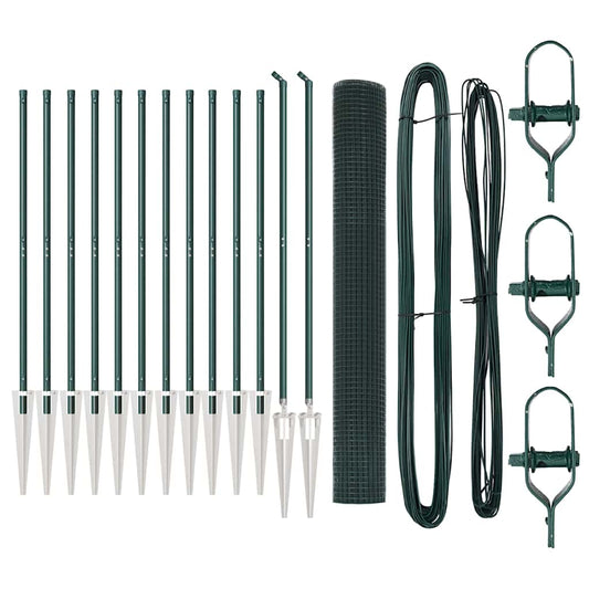 vidaXL Φράκτης από Συρμάτινο Δίχτυ με 13 Εδράνια Πράσινο 1.4x25 μ Ατσάλι