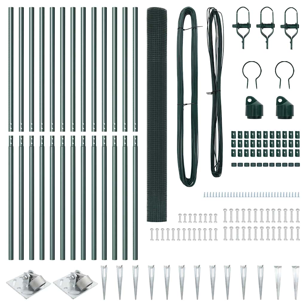 vidaXL Συρμάτινος Φράχτης με 13 Σφήνες Πράσινο 1,6x25 μ Σ钢
