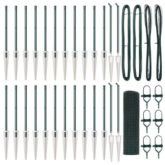 vidaXL Welded Wire Fence με 13 Άγκυρες Πράσινο 0.8x50 μ Χάλυβα