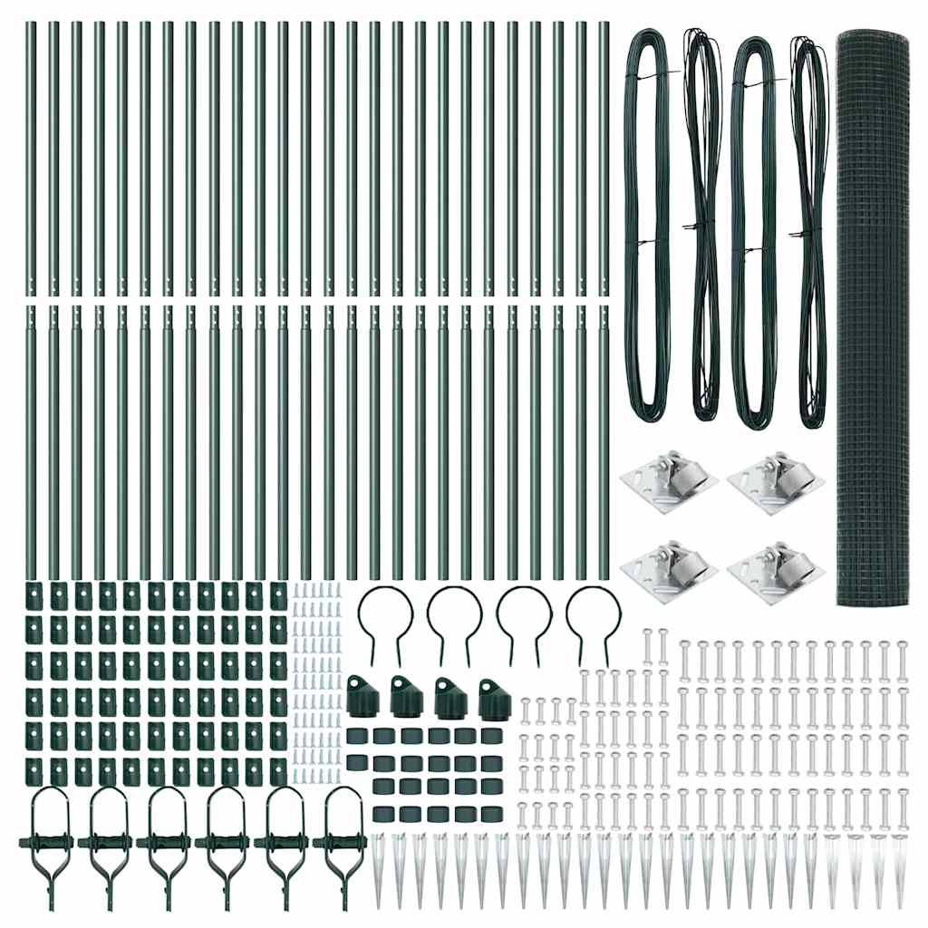 vidaXL Συγκολλητός Φράχτης με 13 Σταθερές Σημάνσεις Πράσινος 1.2x50 μ Ατσάλι