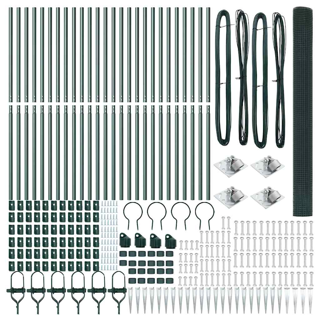 VidaXL Φράχτης από Συρματόπλεγμα με 13 Σπικάντρες Πράσινος 1,5x50 μ Χάλυβας