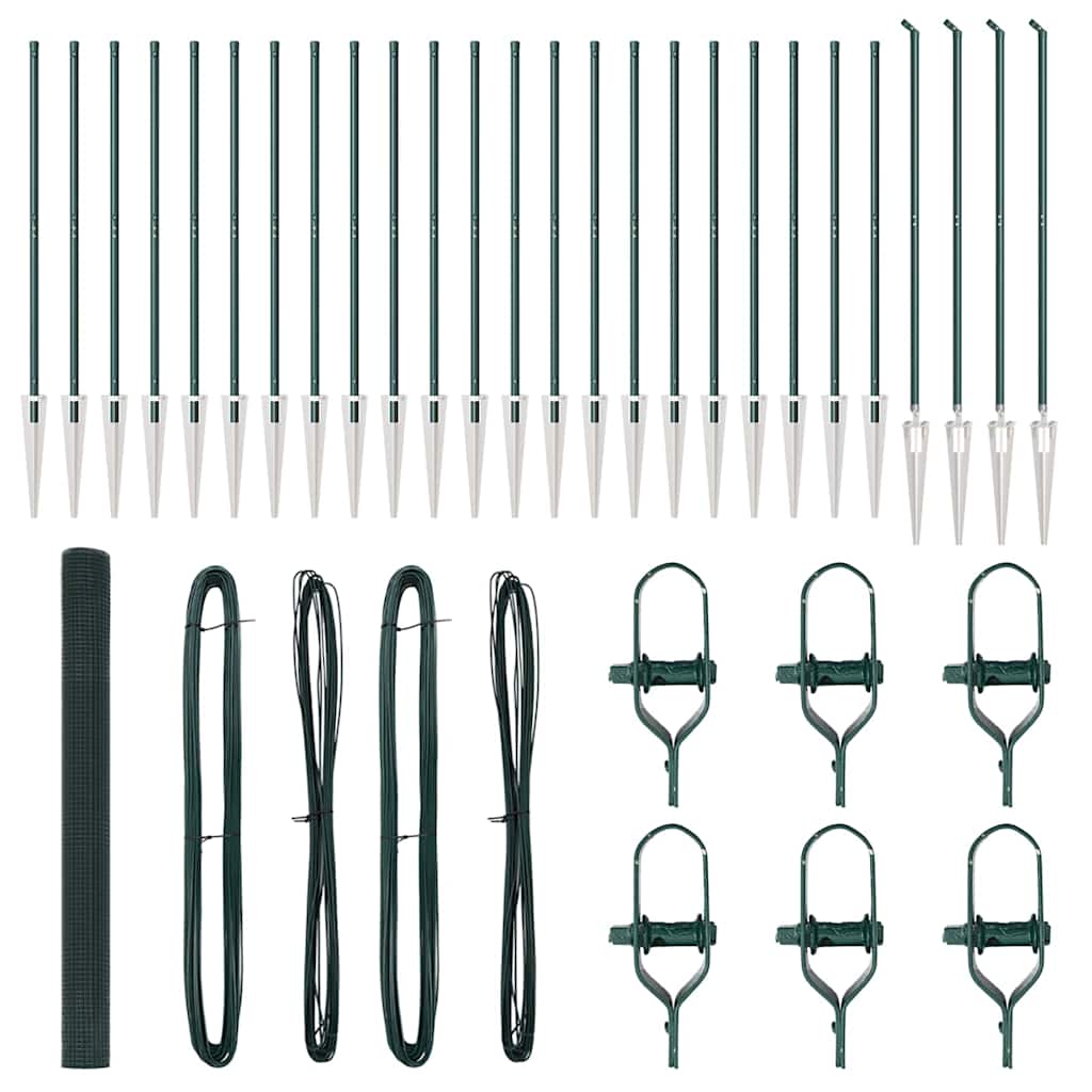 vidaXL Συρμάτινος Φράχτης με 13 Στηρίγματα Πράσινος 1.5x50 μ Χάλυβας