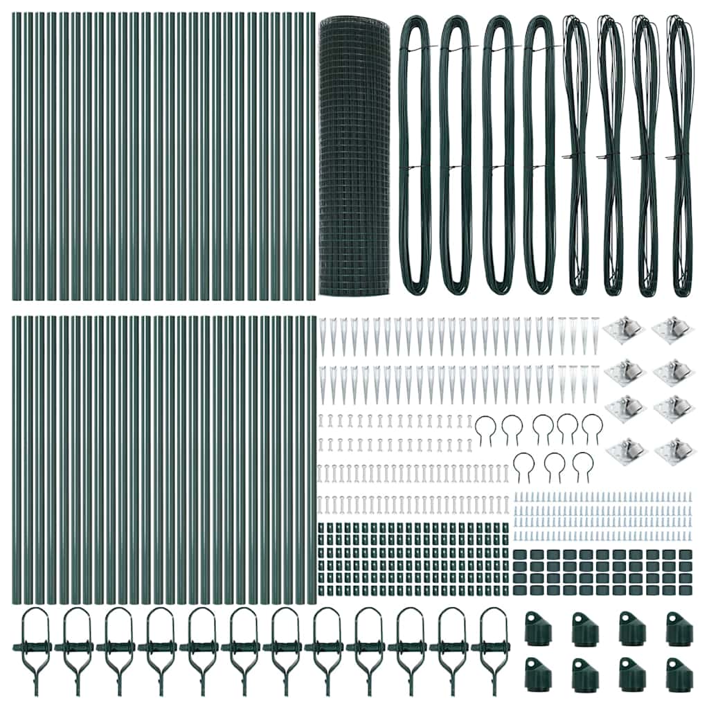 vidaXL Φράχτης Welded Wire με 13 Στήλες Σταύλων Πράσινος 0.5x100 μ Ατσάλι