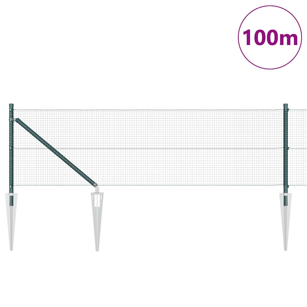 vidaXL Φράχτης Welded Wire με 13 Στήλες Σταύλων Πράσινος 0.5x100 μ Ατσάλι
