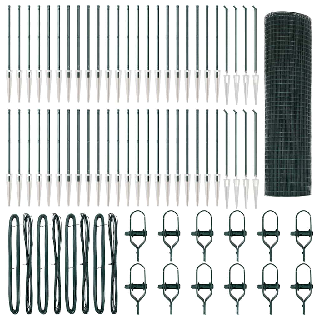 vidaXL Welded Wire Fence με 13 Spike Posts Πράσινο 0.8x100 m Χάλυβας