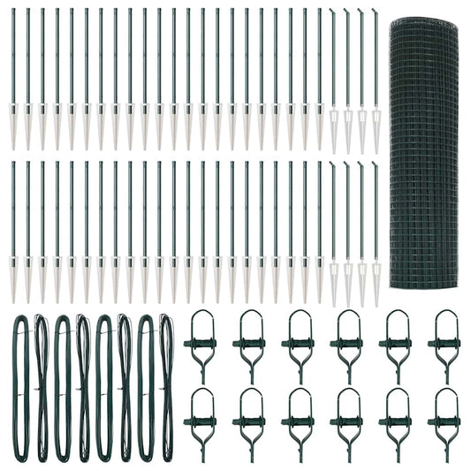vidaXL Welded Wire Fence με 13 Spike Posts Πράσινο 0.8x100 m Χάλυβας