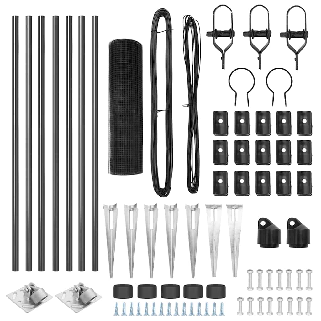 vidaXL Συρματόπλεγμα με 7 βίδες Γκρι 0.6x10 m Ατσάλι