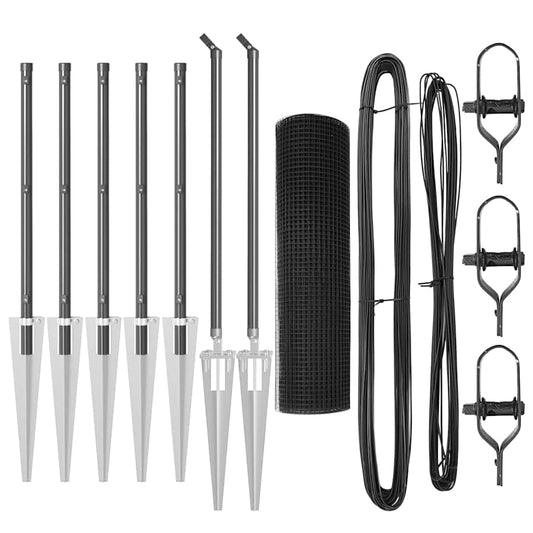 vidaXL Φράκτης από Συρματόπλεγμα με 7 Πάσσαλους Γκρι 0.6x10 μ Χάλυβα