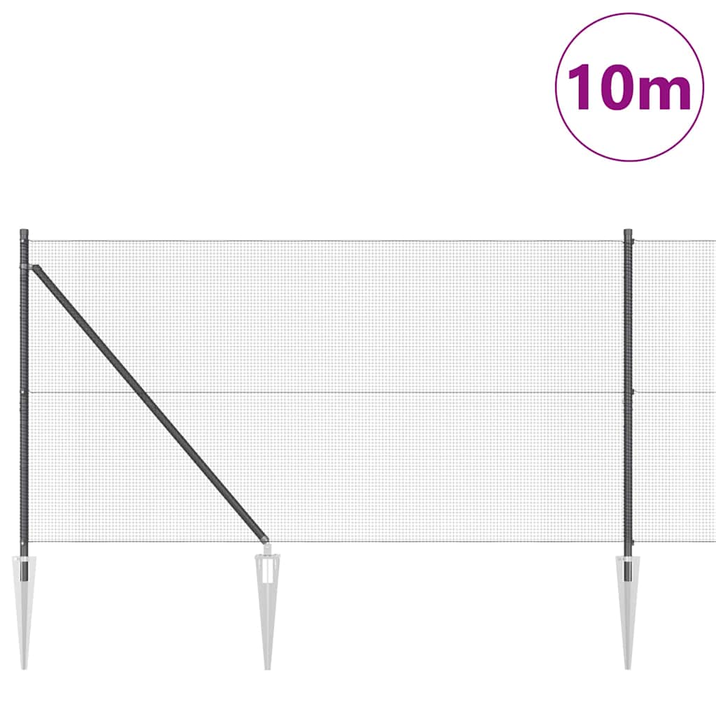 vidaXL Σετ Πόλων Φράκτη Σετ 2 Γκρι Ατσάλι με Επίστρωση σε Σκόνη 10 x 1 μ