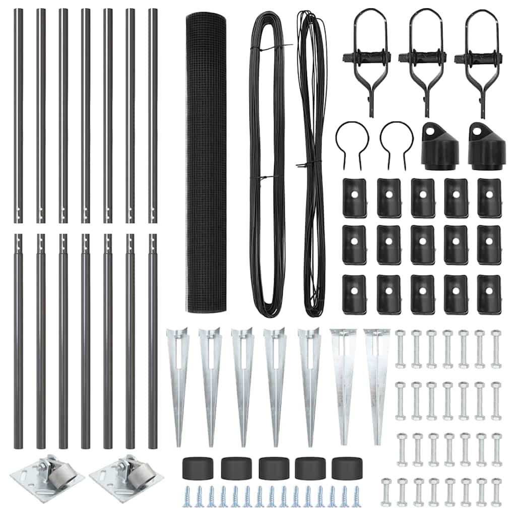 vidaXL Συρμάτινος Φράκτης με 7 άγκυρες Γκρι 1.2x10 μ Ατσάλι