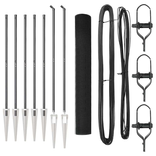 vidaXL Φράχτης Welded Wire με 7 Καρφιά Στήριξης Γκρι 1.4x10 μ Ατσάλι