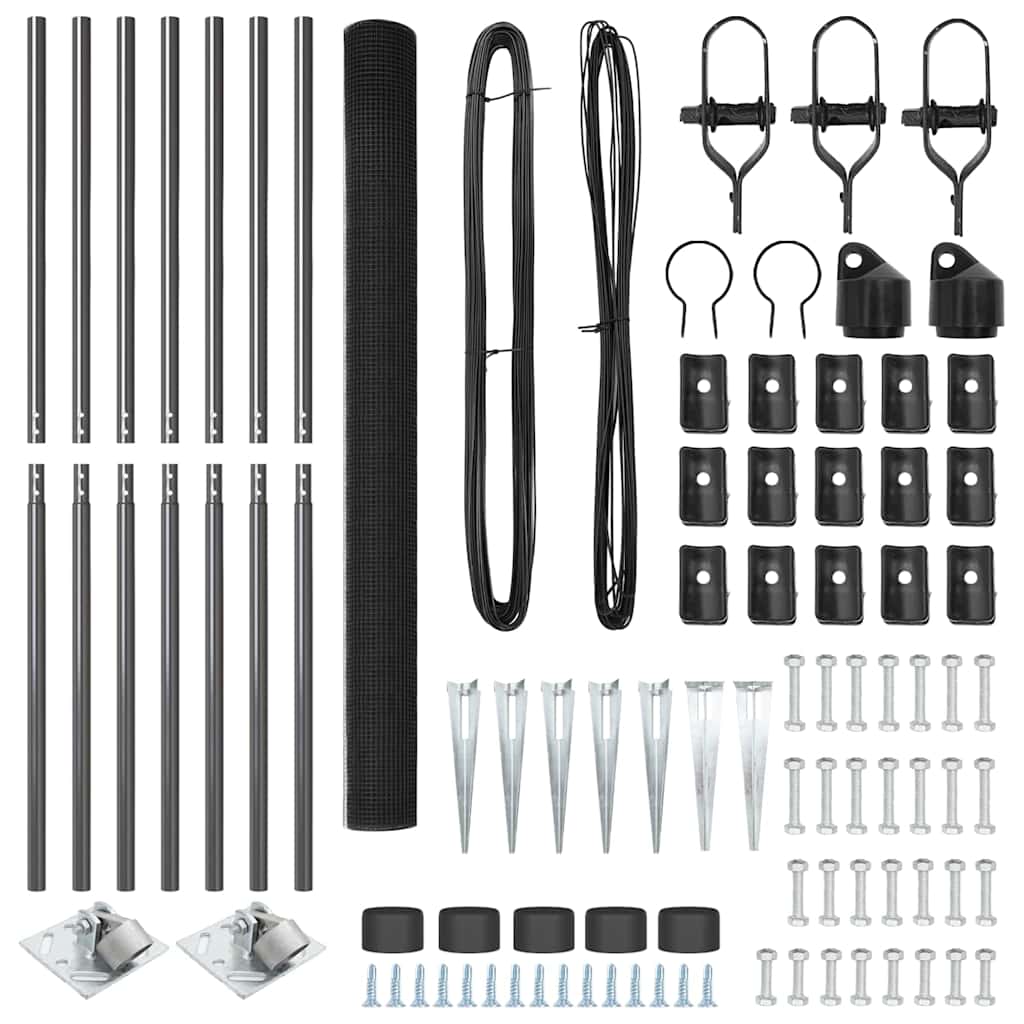 vidaXL Συρματόπλεγμα με 7 αγκύρια Σίε Γκρίζο 1.6x10 μ. Ατσάλι