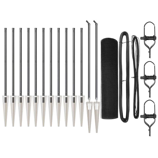 vidaXL Συρμάτινος Φράχτης με 13 Αγκυρωμένους Στύλους Γκρι 0.4x25 μ Σίδερο