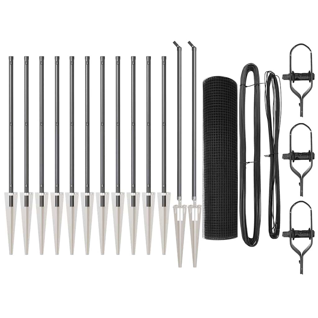 vidaXL Φράχτης Welded Wire με 13 Σφήνες Γκρι 0.6x25 m Χάλυβα