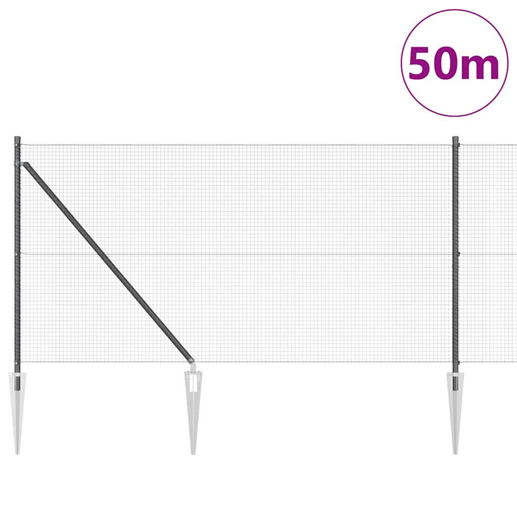 vidaXL Συρματόπλεγμα με ακίδες 50 x 1 m Χάλυβας με επικάλυψη PVC Γκρι
