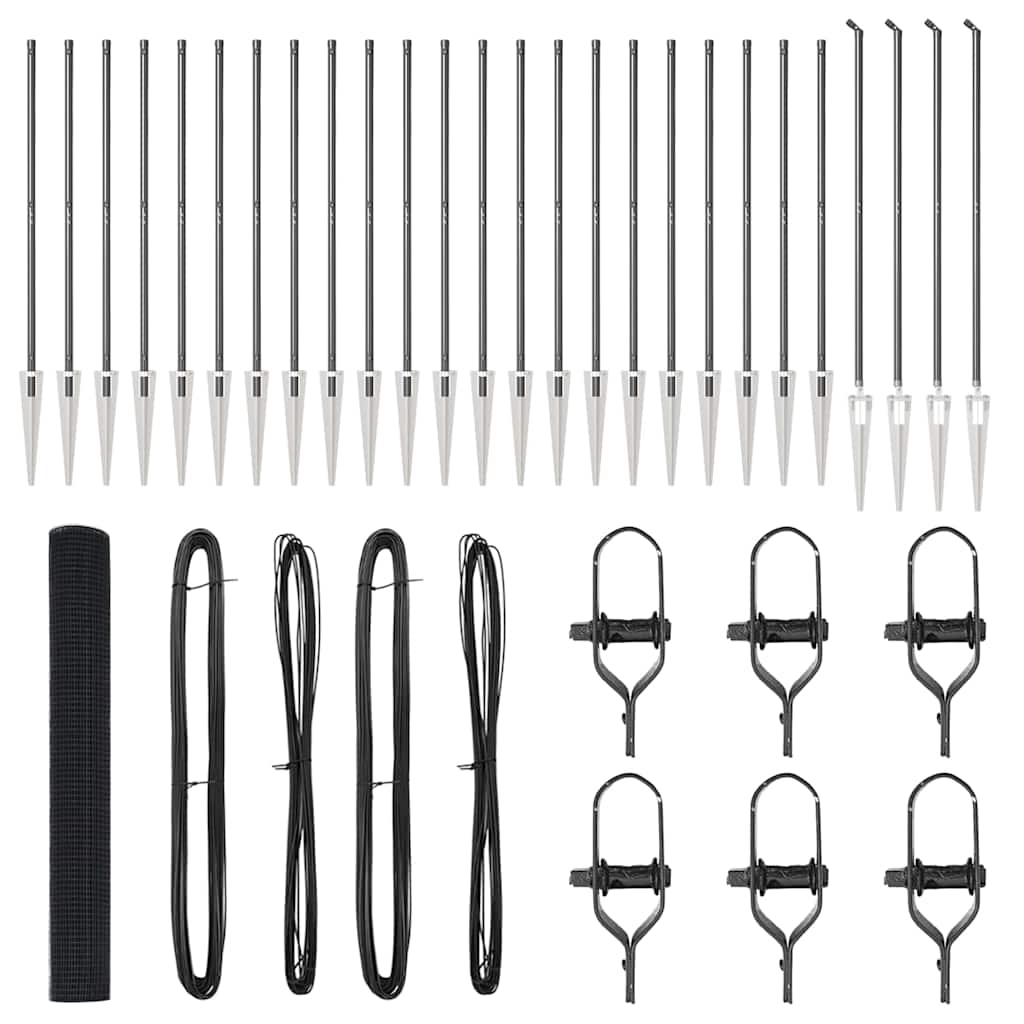 vidaXL Συρμάτινος Φράχτης με 13 Μεταλλικές Στήλες Γκρι 1.2x50 μ