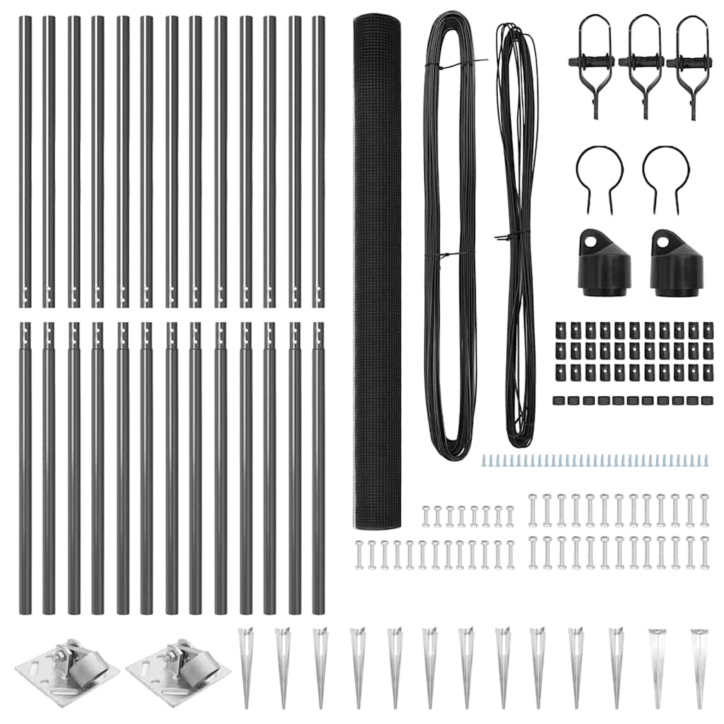 vidaXL Welded Wire Fence με 13 Σπαγγοφράκτες Γκρι 1.5x50 μ Ατσάλι