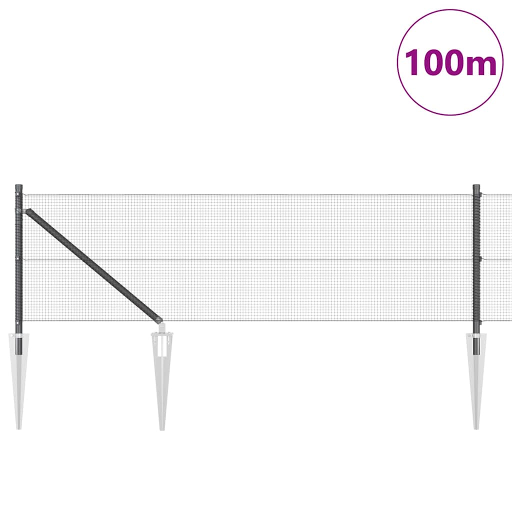 vidaXL Συγκολλητός Φράκτης με 13 στηρίγματα Γκρι 0.4x100 μ Μέταλλο