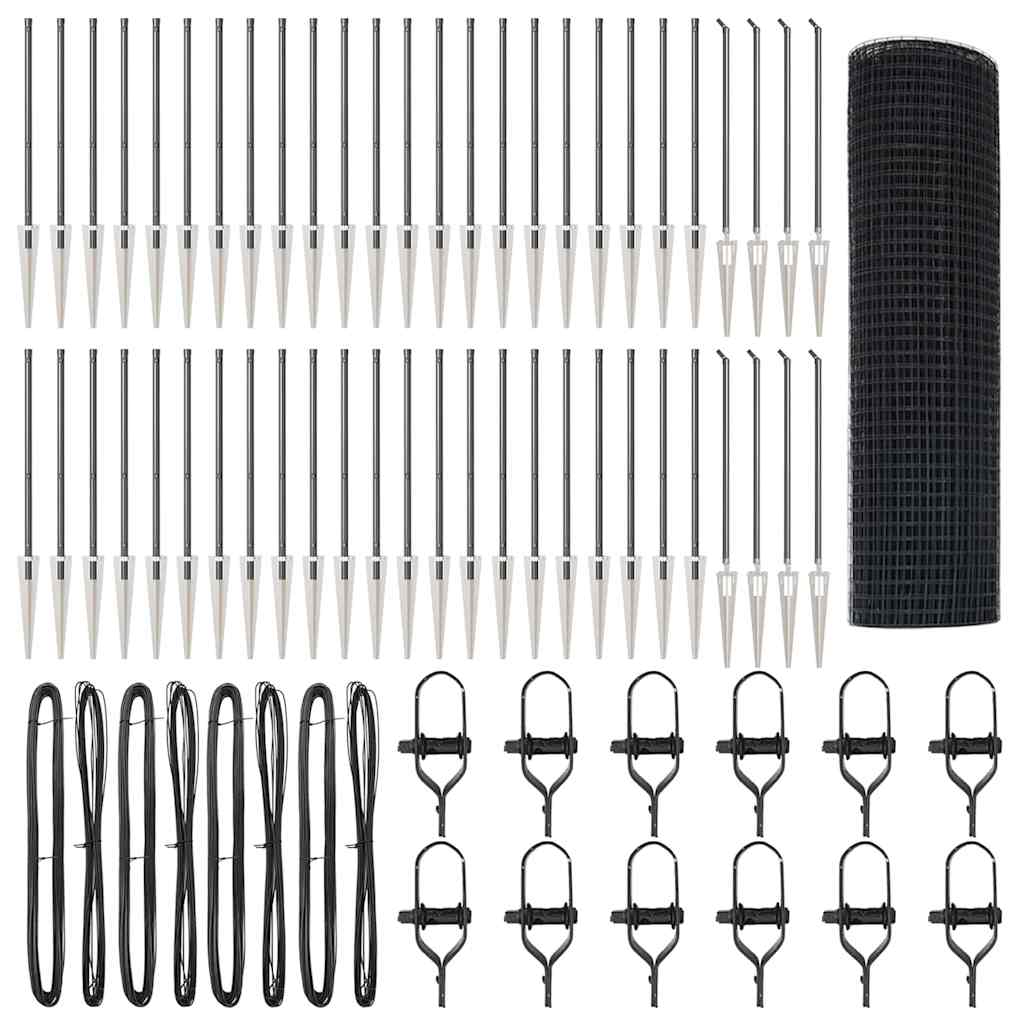 vidaXL Συρμάτινη περίφραξη με 13 σουβλερά πόδια Γκρι 0.4x100 m Χάλυβας