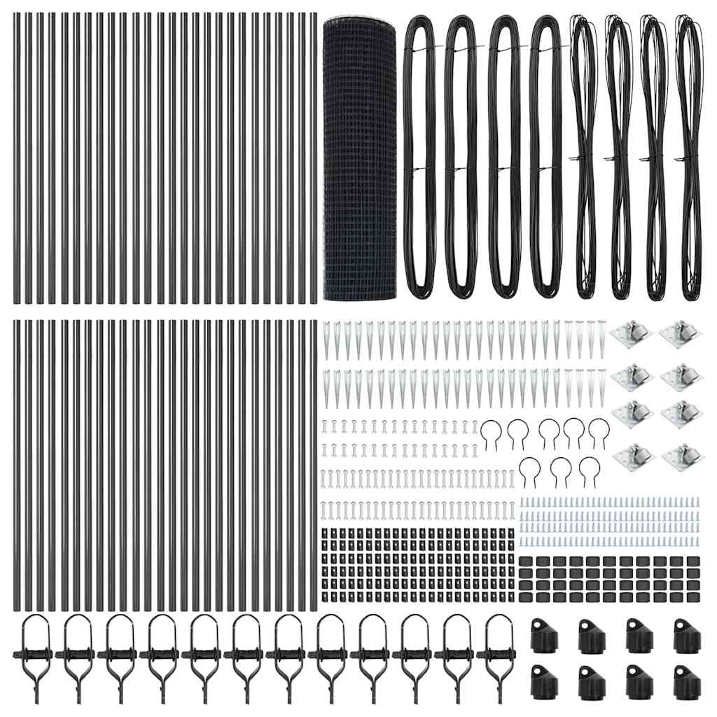 vidaXL Συγκολλημένος Μεταλλικός Φράχτης με 13 Γείσους Γκρι 0.6x100 μ Χάλυβα