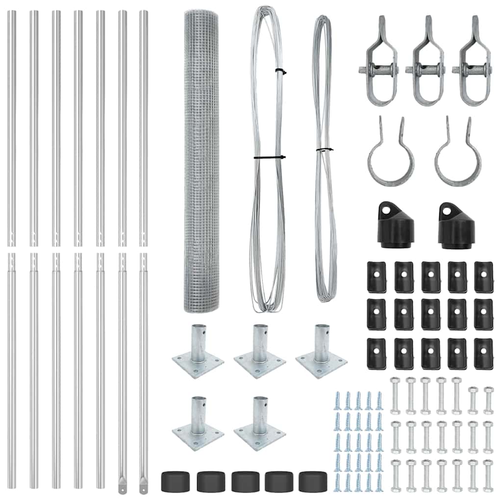 vidaXL Γαλβανισμένος Συρμάτινος Φράκτης με 7 Φλόγγες 0.8x10 μ