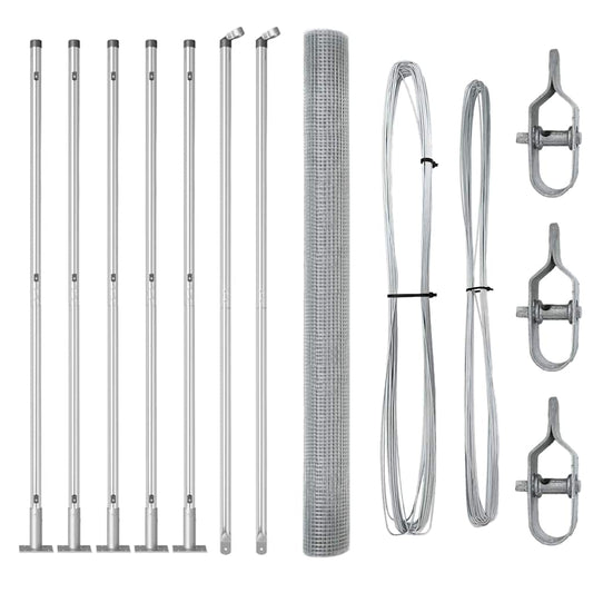 vidaXL Γαλβανισμένος Συρμάτινος Φράχτης με 7 Στηρίγματα 1.4x10 μ