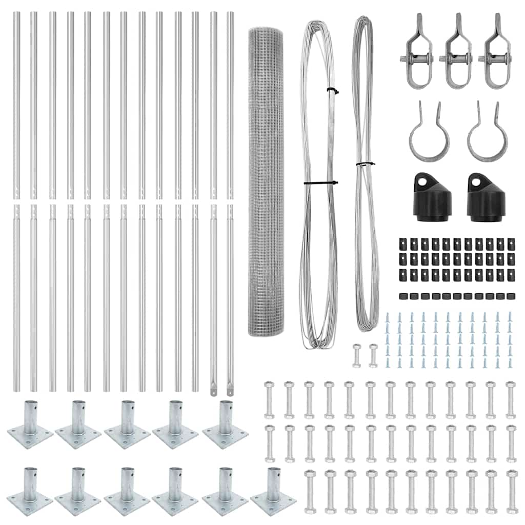 vidaXL Σετ Στυλοβάτη Φence Σετ 2 τεμαχίων Γαλβανισμένος χάλυβας 25 x 1 μ