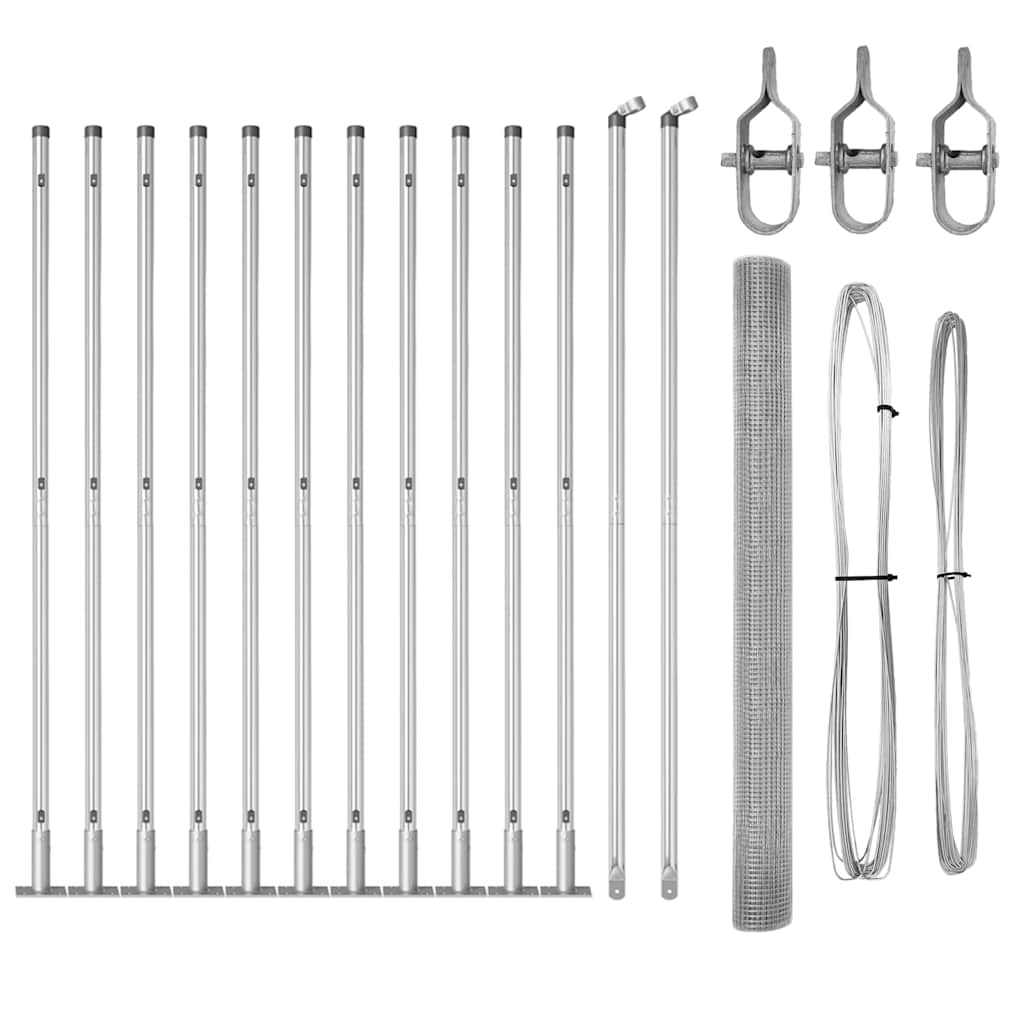 vidaXL Φράχτης Welded Wire με 13 Φτερωτές Πόστες 1.6x25 μ Γαλβανισμένος Χάλυβας