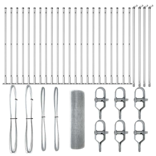 vidaXL Γαλβανισμένος Φράκτης Σύνθεσης με 13 Υποστηρικτικές Στήλες 0.8x50 μ Γαλβανισμένος Χάλυβας