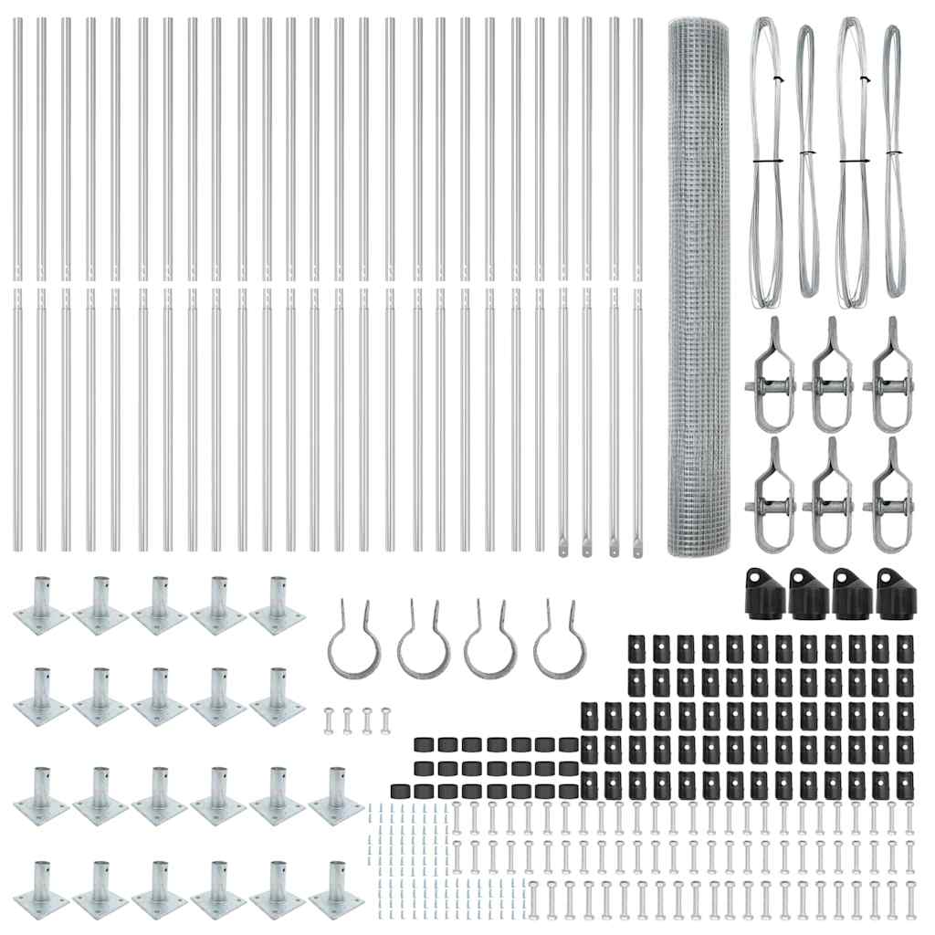 vidaXL Συρμάτινος Φράκτης με 13 Φλαντζαριστούς Πόλους 1.2x50 μ Γαλβανισμένο Ατσάλι