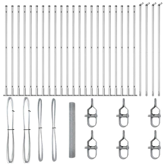 vidaXL Γαλβανισμένος Φράχτης με 13 Φλατ Πόλους 1.2x50 μ Γαλβανισμένο Ατσάλι