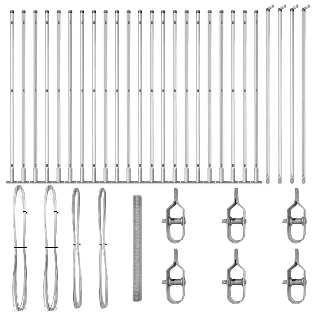 vidaXL Συρματόπλεγμα με 13 Στήλες με Φλάντζες 1.4x50 μ Γαλβανισμένος Χάλυβας