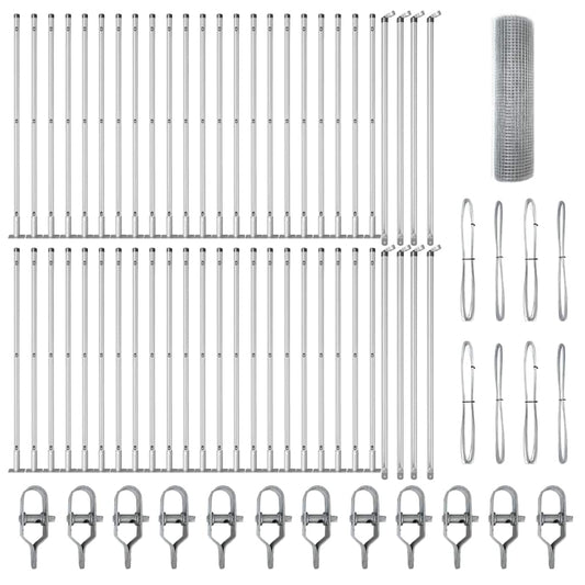 vidaXL Γαλβανισμένος Φράκτης με 13 Πόλους με Φλάντζα 0.8x100 μ