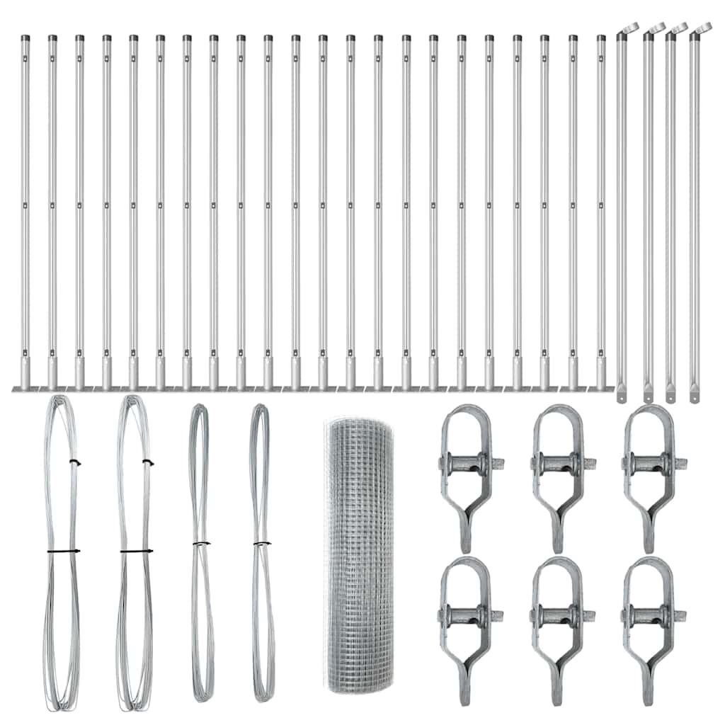 vidaXL Φράχτης gαλβανισμένου χάλυβα της με 13 σφιγκτήρες 0.8x100 μ