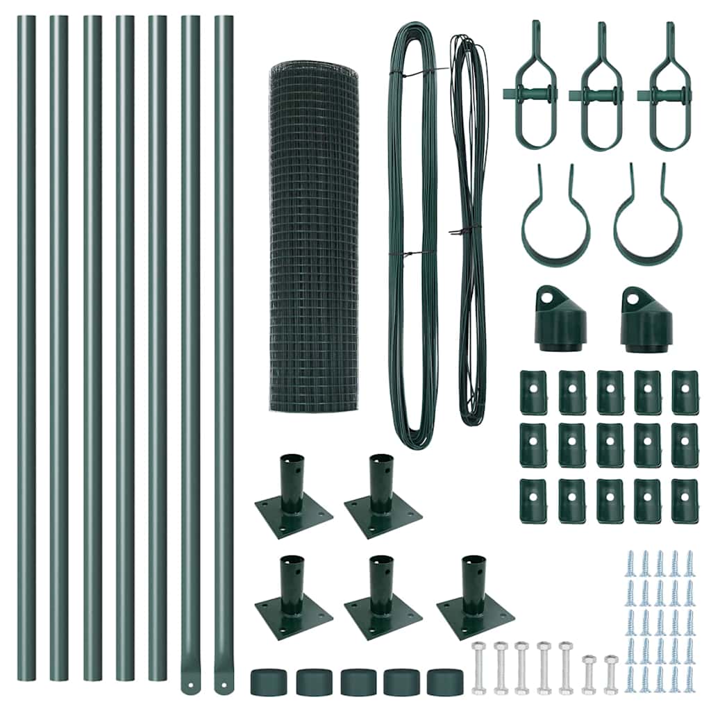 vidaXL Φράχτης με Στήλες. Πράσινο 0.6 x 10 μ Ατσάλι