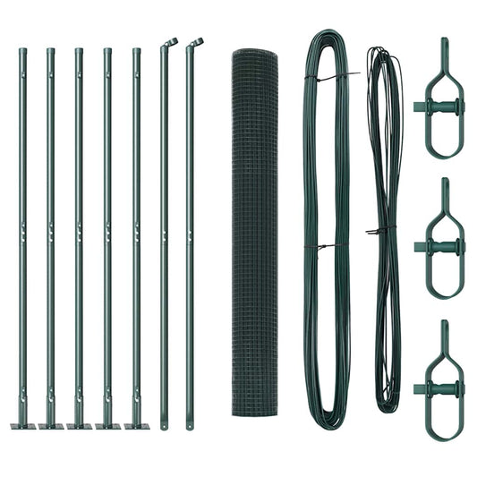 vidaXL Σετ Στυλών Ατσάλινης Περιφράξης Σετ των 2 Πράσινο