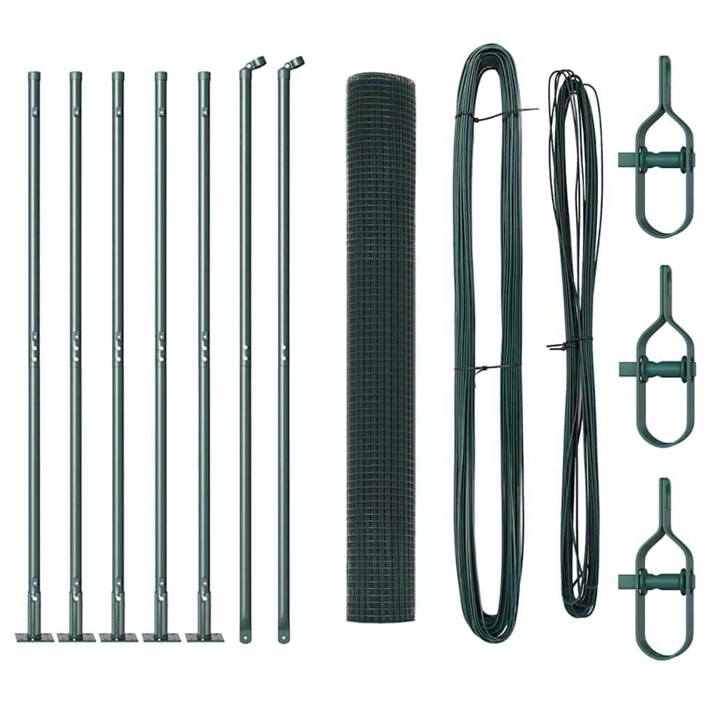 vidaXL Συρματόπλεγμα με 7 Στρογγυλά Στηρίγματα Πράσινο 1.2x10 μ Χάλυβας