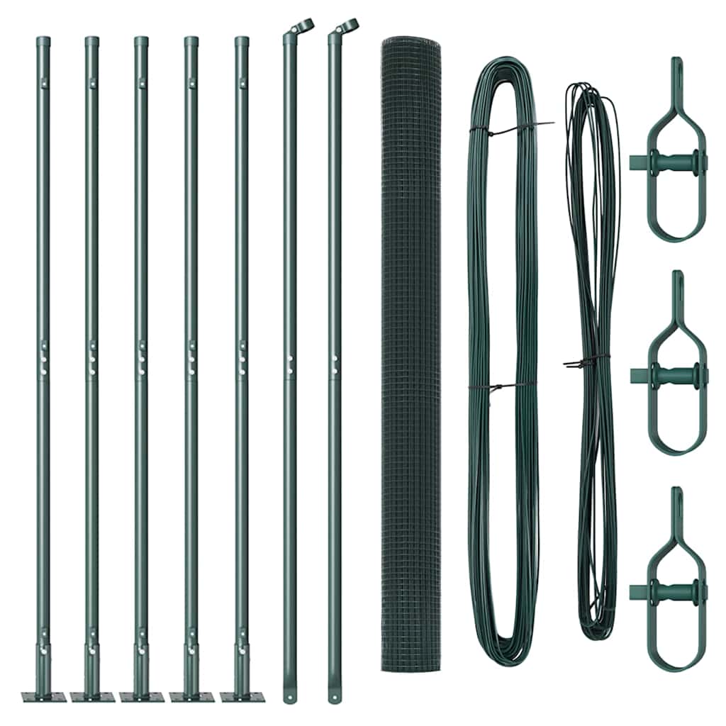 vidaXL Φράκτης Welded Wire της με 7 Δοκούς Πράσινος 1.6x10 μ Χάλυβας