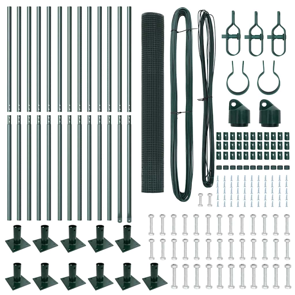 vidaXL Συρματόπλεγμα της με 13 Στυλους Φροντίδας Πράσινο 0.8x25 μ Μέταλλο