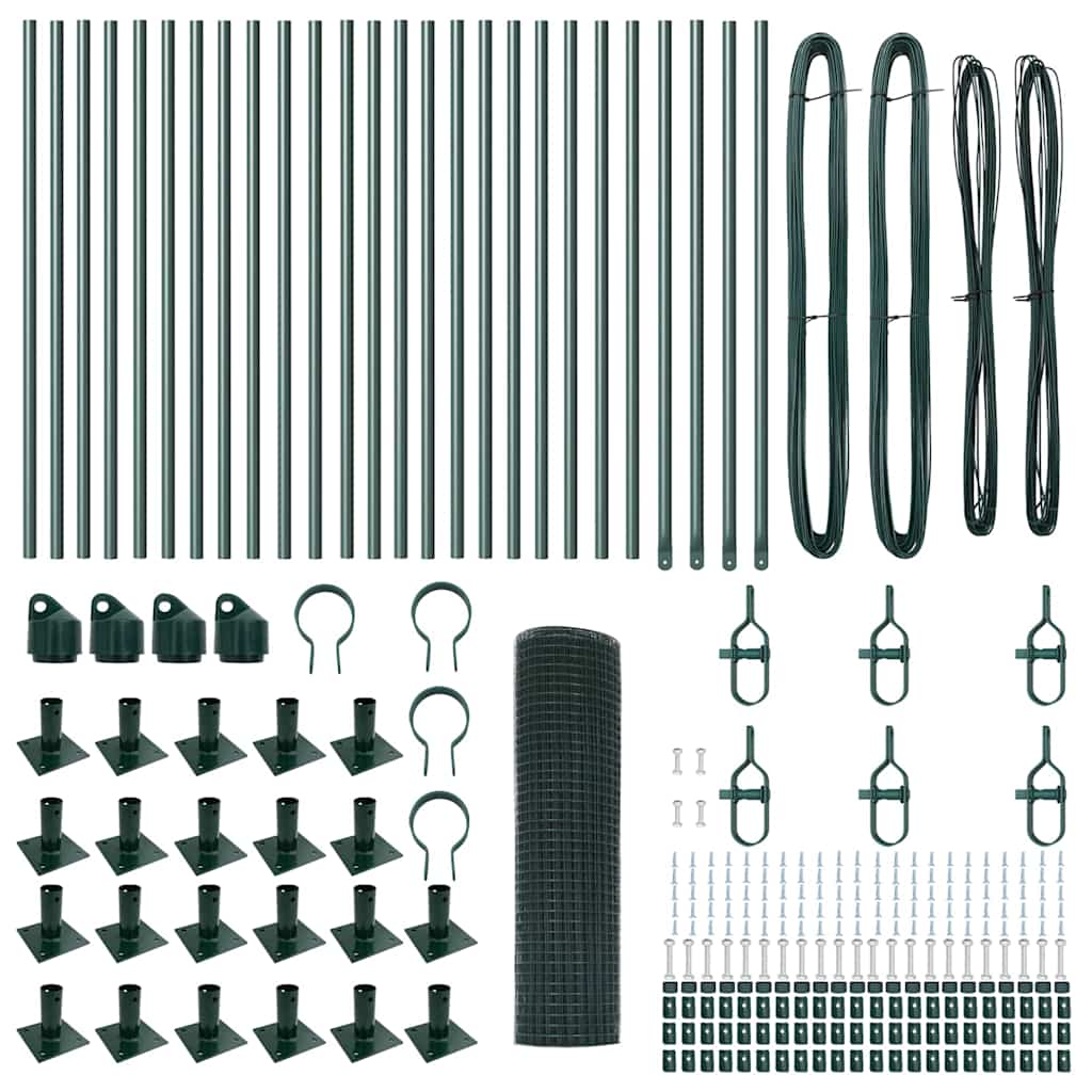 vidaXL Welded Wire Fence με 13 πλάγιους πόλους Πράσινο 0.4x50 μ Χάλυβας