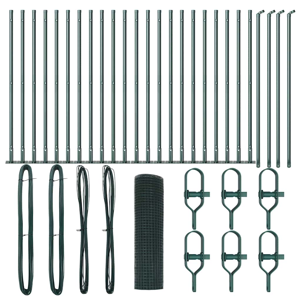 vidaXL Συρματόπλεγμα με 13 πρόβλεψες πράσινο 0.8x50 μ χάλυβα