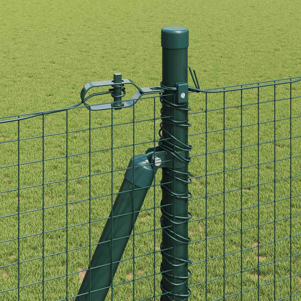 vidaXL Συρμάτινος Φράχτης με 13 Φλαντζωτές στήλες Πράσινος 1.4x50 μ Ατσάλι