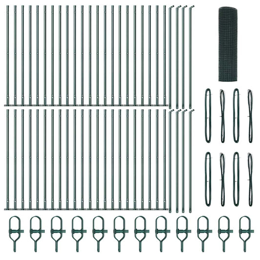 vidaXL Φράχτης Welded Wire με 13 Στυλούς Φλάντζας Πράσινος 0.5x100 μ Μέταλλο