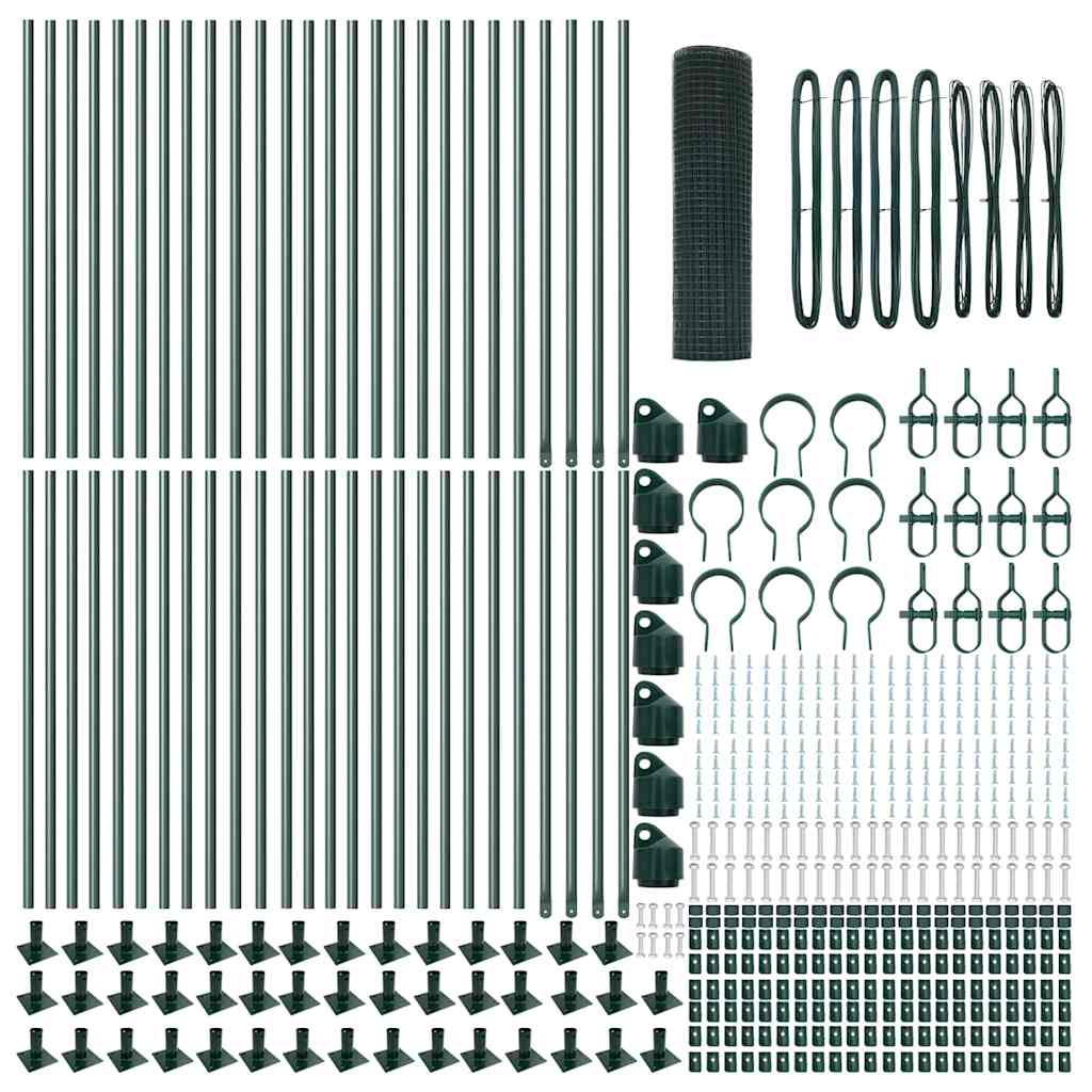 vidaXL Περίφραξη από Συγκολλητό Σύρμα με 13 Στηρίγματα Πράσινη 0.8x100 μ. Χάλυβας