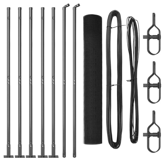 vidaXL Συρματόπλεγμα με 7 Κολώνες με Φλάντζα Γκρι 0.8x10 m Ατσάλι