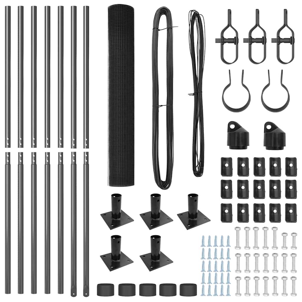 vidaXL Συρμάτινος Φράχτης με 7 Υποστηρίγματα με Φλάντζα Γκρι 1.2x10 μ Μέταλλο