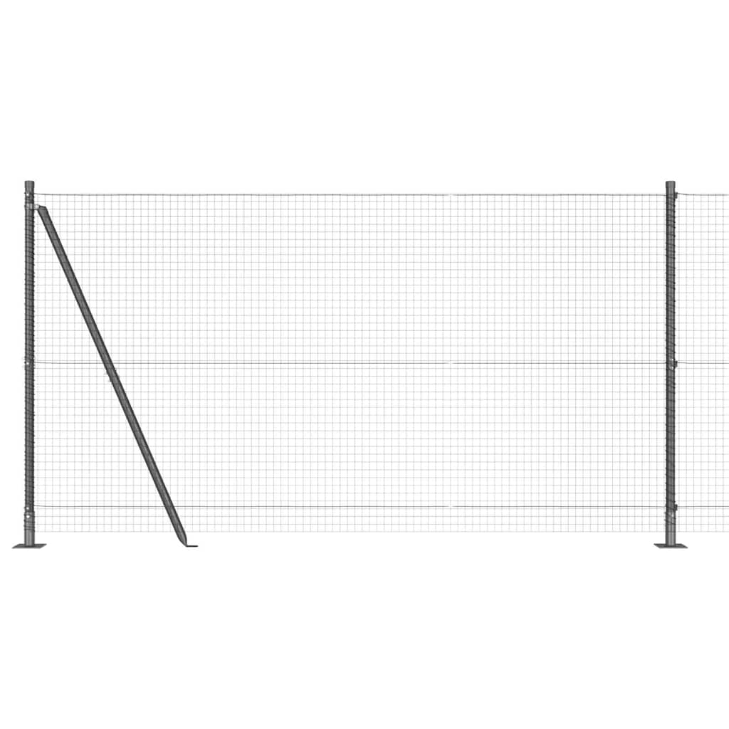 vidaXL Φράχτης με συγκολλητό σύρμα με 7 στυλοί με πλάγια βάση Γκρι 1,2x10 μ Ατσάλι