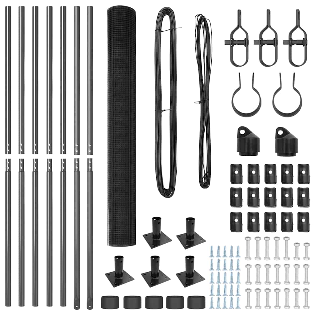 vidaXL Συρματόπλεγμα με 7 Στηλοβάτες Φλάντζας Γκρι 1.4 x 10 μ Χάλυβα