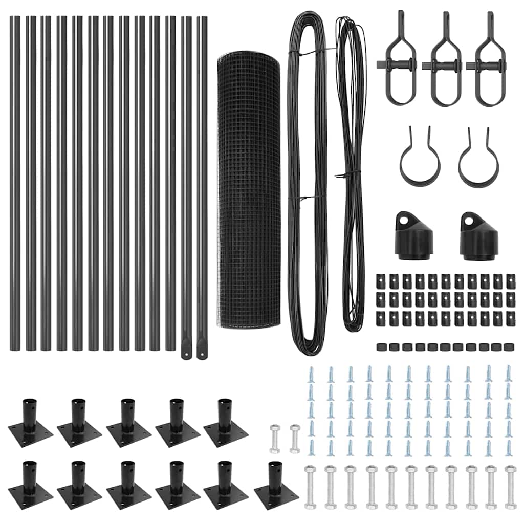 vidaXL Γαλβανισμένος σιδηροτροχός με 13 φλαντζωτές κολώνες Γκρι 0.4x25 μ Ατσάλι