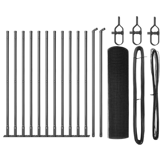 vidaXL Συρμάτινος Φράχτης με 13 Φλαντζωτούς Πόλους Γκρι 0.4x25 μ Χάλυβας